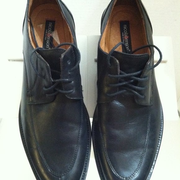 NICOLA BENSON MENS PRE-OWNED BLACK LEATHER OXFORD DRESS SHOES SIZE: 10M